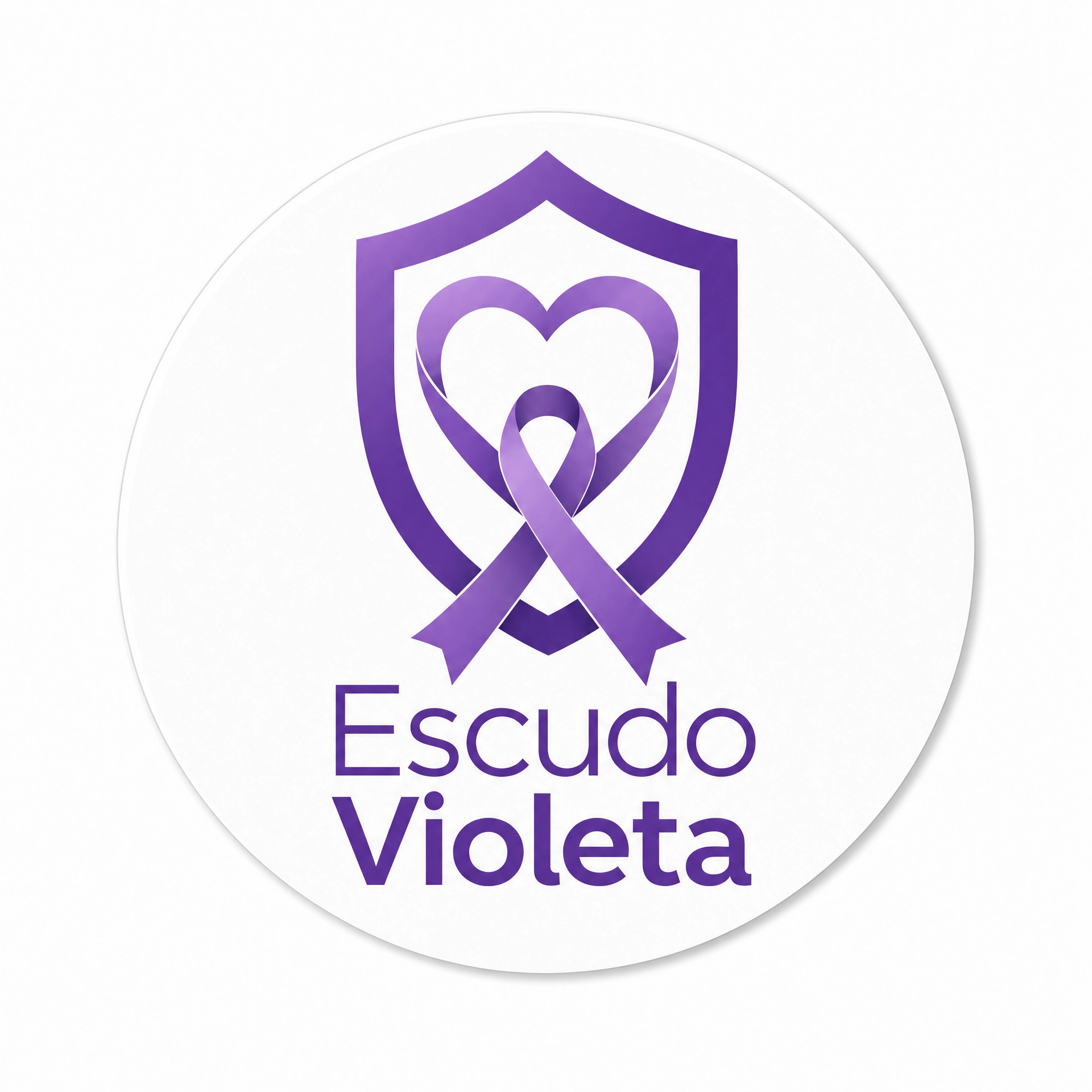 Selo circular Escudo Violeta com escudo, coração e laço violeta